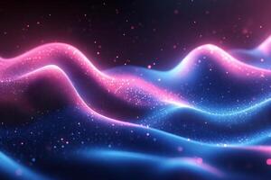 Glowing neon digital background flowing wave pattern blue and pink light geometric shapes and techinspired texture Vibrant and energetic futuristic design photo