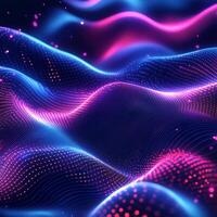 Glowing neon spectrum flowing waves blue and pink light geometric shapes and digital tech patterns Energetic and sleek futuristic design with vibrant color photo
