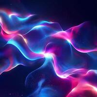 Glowing neon spectrum flowing waves blue and pink light geometric shapes and digital tech patterns Energetic and sleek futuristic design with vibrant color photo