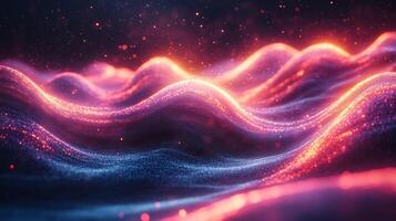 Glowing spectrum dynamic wave motion geometric shapes and neon blue and pink light Vibrant futuristic design with techinspired energy and sleek texture photo