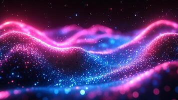 Glowing spectrum dynamic wave motion geometric shapes and neon blue and pink light Vibrant futuristic design with techinspired energy and sleek texture photo