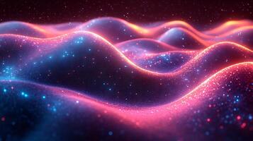 Glowing spectrum dynamic wave motion geometric shapes and neon blue and pink light Vibrant futuristic design with techinspired energy and sleek texture photo