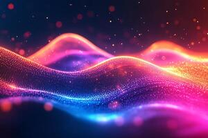 Glowing spectrum vibrant neon light flowing wave lines geometric shapes and techinspired design Dynamic futuristic background with sleek motion and energy photo