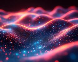 Glowing spectrum flowing waves of blue and pink light geometric shapes and digital tech patterns Bright futuristic design with a dynamic sleek aesthetic and energy photo