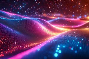 Glowing spectrum vibrant neon light flowing wave lines geometric shapes and techinspired design Dynamic futuristic background with sleek motion and energy photo