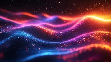 Glowing spectrum vibrant neon light geometric shapes flowing wave lines and futuristic digital texture Dynamic modern design with energy and motion photo
