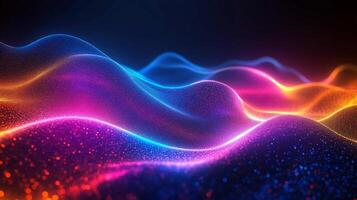 Glowing spectrum vibrant neon light geometric shapes flowing wave lines and futuristic digital texture Dynamic modern design with energy and motion photo