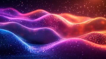 Glowing spectrum vibrant neon light geometric shapes flowing wave lines and futuristic digital texture Dynamic modern design with energy and motion photo