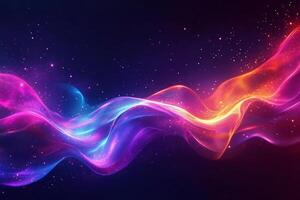 Glowing spectrum vibrant neon light flowing wave lines geometric shapes and techinspired design Dynamic futuristic background with sleek motion and energy photo