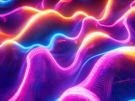 Glowing spectrum vibrant neon light geometric shapes and flowing wave motion Futuristic techinspired design with threedimensional texture and sleek energy photo