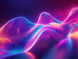 Glowing spectrum vibrant neon light geometric shapes and flowing wave motion Futuristic techinspired design with threedimensional texture and sleek energy photo
