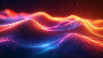 Glowing spectrum vibrant neon light geometric shapes flowing wave lines and futuristic digital texture Dynamic modern design with energy and motion photo