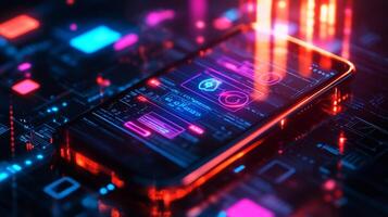 Mobile phone showing digital wallet with glowing currency symbols techdriven transactions and futuristic financial technology Ecommerce and digital economy photo