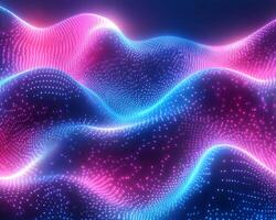 Modern digital pattern glowing neon light blue and pink hues geometric shapes and flowing lines Dynamic techinspired design with vibrant energy and motion photo