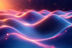 Modern futuristic design threedimensional wave pattern blue and pink glow geometric lines and vibrant tech energy Abstract digital background with motion and space photo