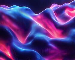 Modern digital pattern glowing neon light blue and pink hues geometric shapes and flowing lines Dynamic techinspired design with vibrant energy and motion photo