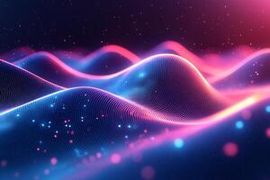 Modern futuristic design threedimensional wave pattern blue and pink glow geometric lines and vibrant tech energy Abstract digital background with motion and space photo