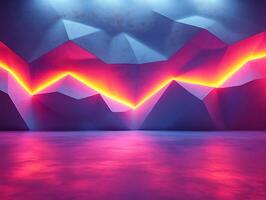 Neon light abstract wallpaper blue and pink gradient geometric threedimensional shapes and lines Modern digital texture glowing spectrum dynamic and vibrant tech design photo