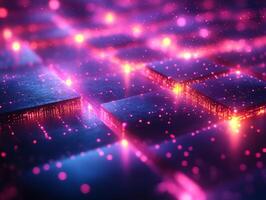 Neon light abstract wallpaper blue and pink gradient geometric threedimensional shapes and lines Modern digital texture glowing spectrum dynamic and vibrant tech design photo
