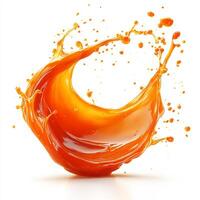 Bold splash of spicy jalapeo sauce creating a dynamic texture on a white background photo