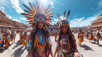 Capture immersive experience of Inti Raymi ceremony immersive 360degree photography allowing viewers virtually step into the ancient ritual space and witness the reverence of the sun god's worshippers photo