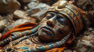 Capture solemn beauty of Inca mummification rituals with high dynamic range imaging preserving the delicate details of the ceremonial process while maintaining rich tonal range photo