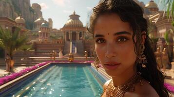 Cleopatra Generate authentic casual image portraying Cleopatra known her intellect charisma scene capturing her hosting lavish banquet cultural event entertain her guest solidify her political photo
