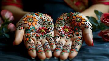 Mehendi design focusing on abstract art for a modern appearance displayed on white paper for easy transparent printing photo