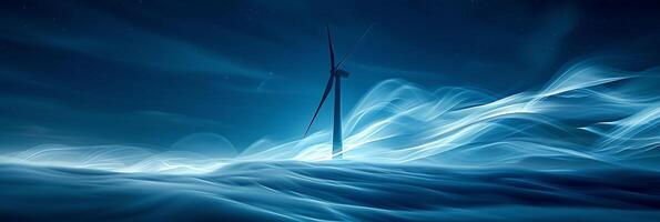 Mesmerizing long exposure photo of a spinning wind turbine with blades blurred into abstract shapes
