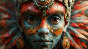 Hyperrealistic CGI rendering of the mythical figure of Tunupa using motion capture technology bringing the ancient deity to life with fluid movement and expressive detail photo
