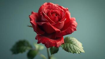 illustration of a single isolated red rose elegantly displayed against a pristine white background photo