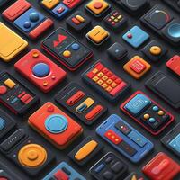 Ui kit for mobile app design featuring vibrant buttons streamlined forms and intuitive navigation bars Design the components to be easily adaptable for various screen sizes and resolutions photo