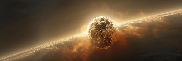 Ethereal long exposure shot of a lunar eclipse with the moon slowly disappearing behind the Earth's shadow photo