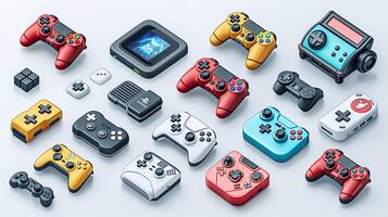 Develop icon pack gaming industry featuring symbol gaming console controller genre character ingame element icon should appeal gamers of all age platform enhancing visual identity of gaming website photo