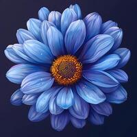 illustration of a single blue daisy flower with a transparent background perfect for seamless integration into various design projects photo