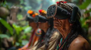 Immersive virtual reality simulation of ayahuasca ceremony using 360degree technology allowing participants experience sights and sounds of the ancient ritual in a fully interactive environment photo