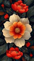 Mehendi design emphasizing bold Arabic floral patterns presented on white paper for transparent printing photo