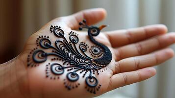 Produce mehendi design that blends peacock motifs with fine dot work perfect for shoulder application Ensure it's on a white background for easy print and application photo