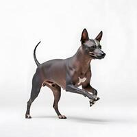 Sleek and Agile Mexican Hairless Dog on a White Background photo