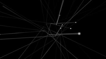 Minimalist black abstract background with connecting sleek white line particles. Modern clean angular design. Tech inspired connectivity concept. Full HD and looping black minimalism animation. video