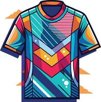 A colorful soccer jersey with geometric patterns vector