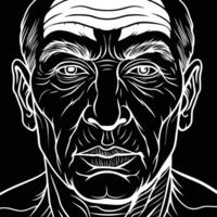 An illustration of a man's face with a black background vector