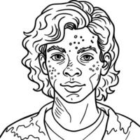 A coloring page of a man with freckles vector