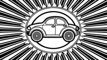 A black and white car in the center of a black and white background vector