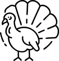 A turkey is shown in a line drawing vector