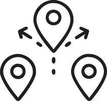 A black and white icon of three location markers vector