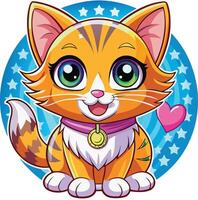 A cartoon cat with a heart on its chest vector