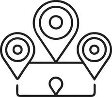 A map pin icon with three points vector