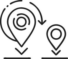 A map pointer with a arrow pointing to the left vector