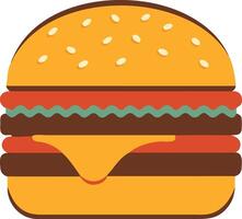 A hamburger with cheese and meat on it vector